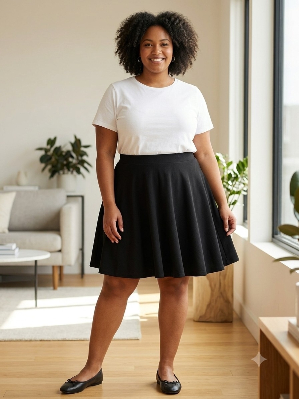 Size 5XL Black Skater Skirt Crepe Texture Spandex Blend Used Excellent Condition